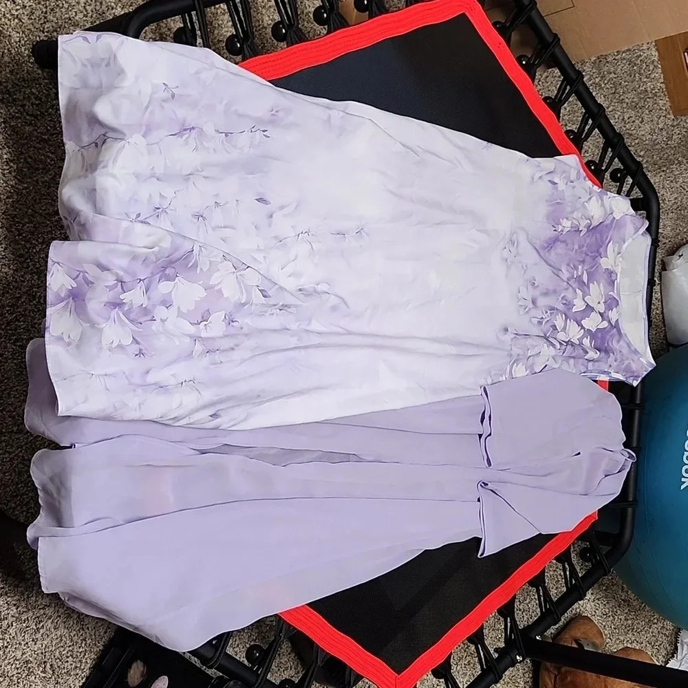 Womans purple floral dress with cover up size medium box #1
